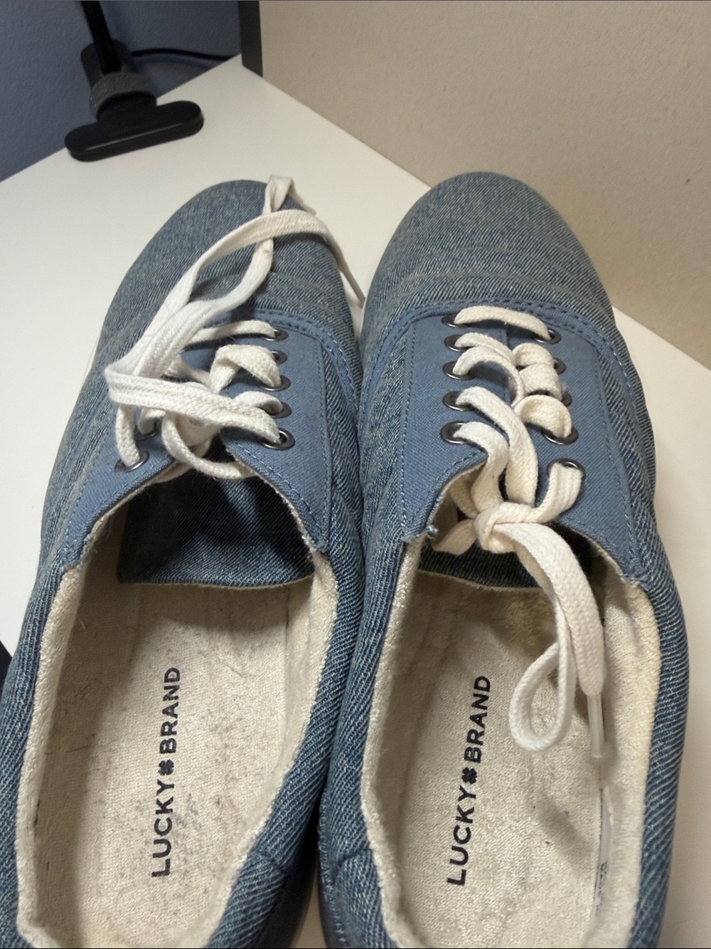 Lucky Brand Light Blue Canvas Lace-Up Sneakers